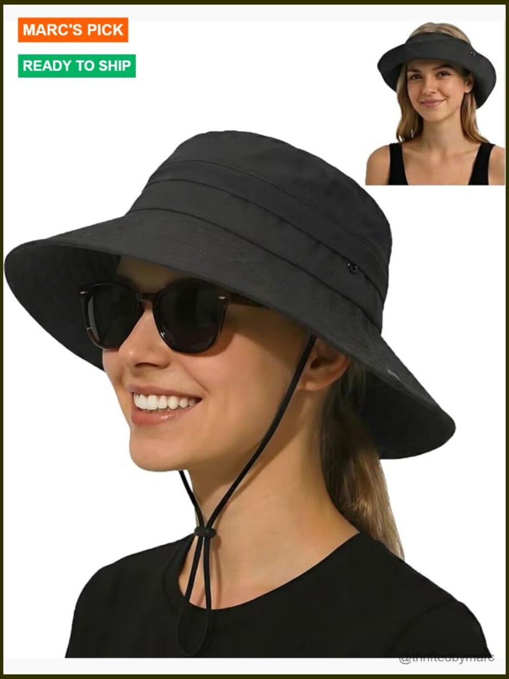 Packable Bucket Sun Hat UPF 50+ Waterproof Adjustable for Hiking Fishing